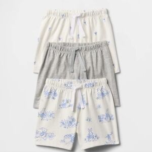 NWT Baby Gap Peter Rabbit First Organic Cotton Shorts Pull On 3-Pack Sz 0-3 M